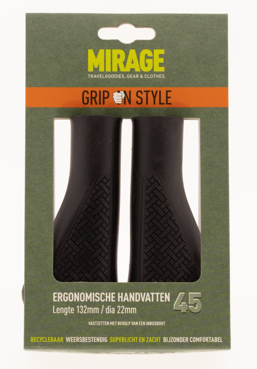 Mirage Bicycle Grips - Ergonomic, Black, 132mm