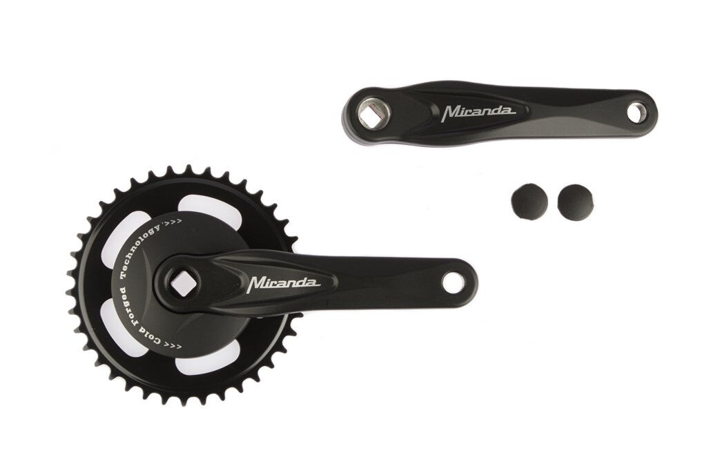 Miranda Crankkel Alfa 1 38T, Crank length 170mm. Black, aluminum, Spieloos. disc