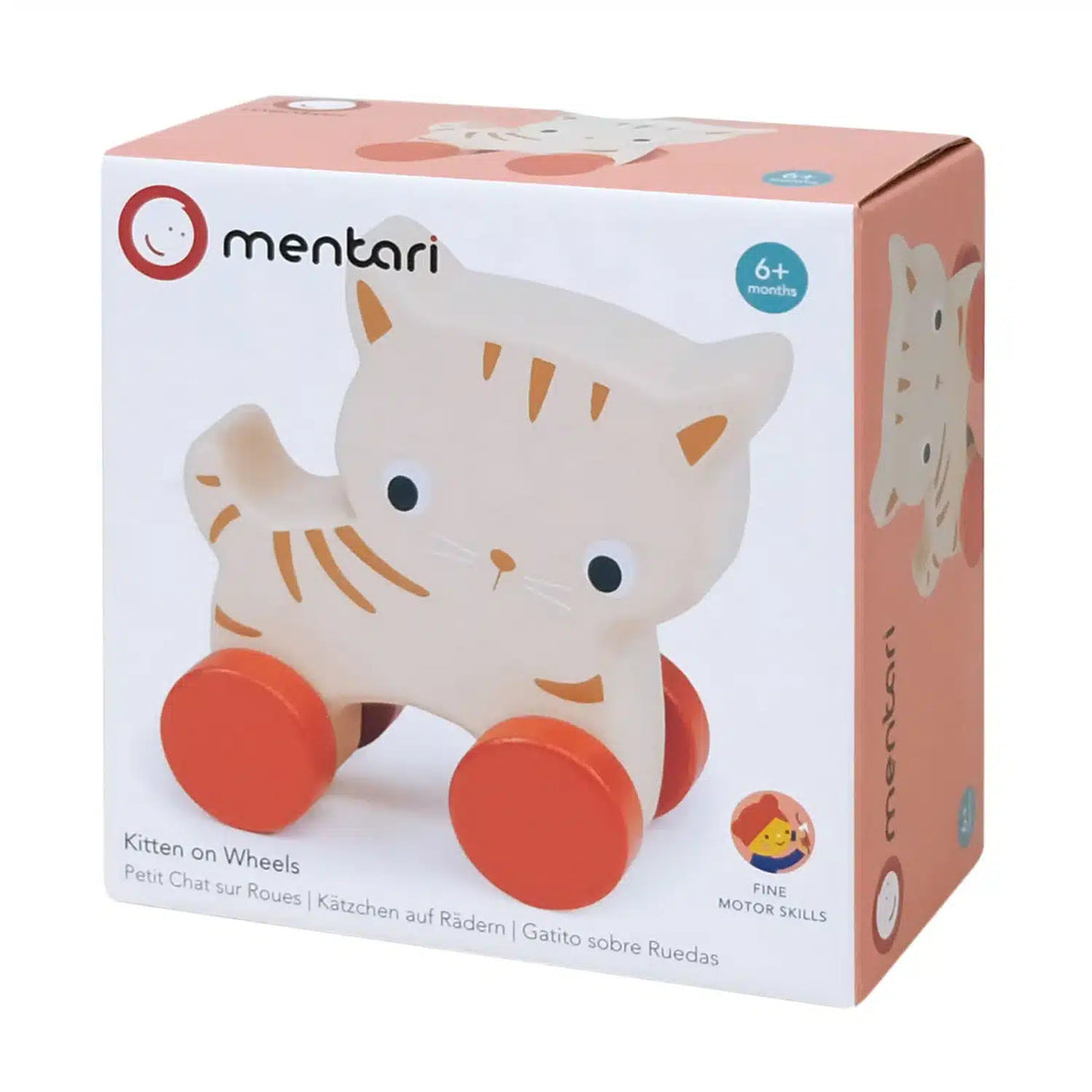 Dam mentari fitta på trähjul