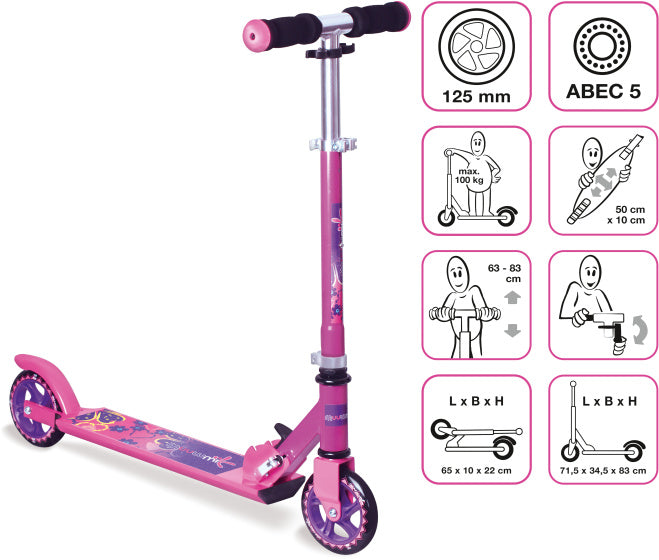 Muuwmi 2 roues Kinderstep pliable frein à pied rose violet