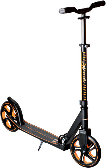 Muuwmi 2-Rad Kinstestp flappbare Foussbrems schwaarz orange orange