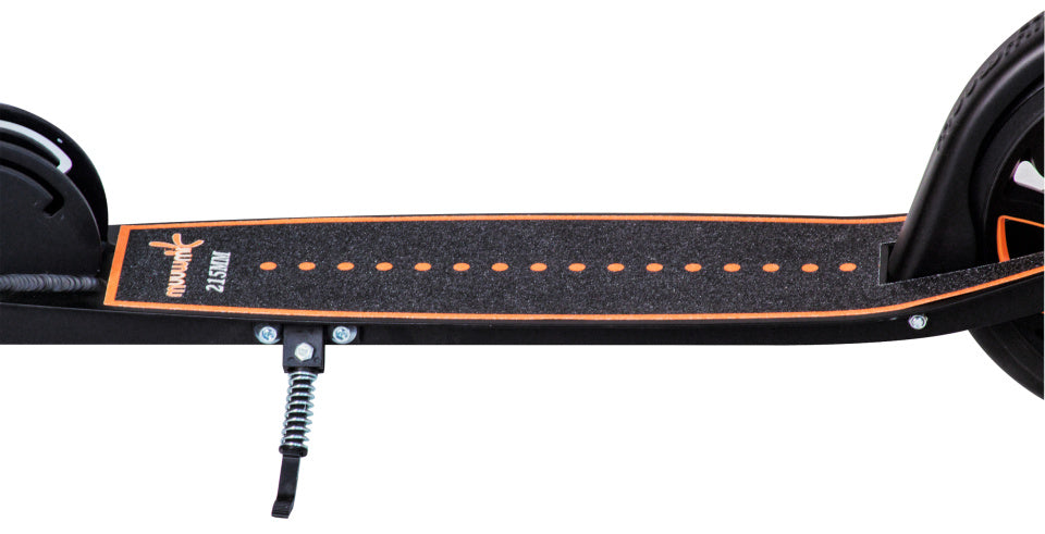 Muuwmi 2-Rad Kinstestp flappbare Foussbrems schwaarz orange orange