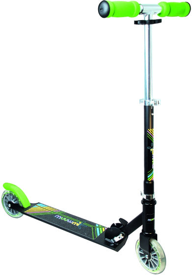 Muuwmi Neon 2-roues Kinderstept LED pliable Fook Brake noir vert