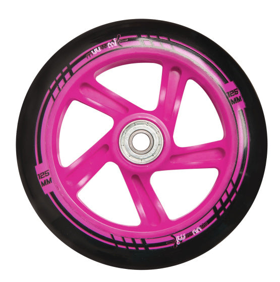 Muuwmi 2-hjuls kinderstep fällbar fotbroms vit rosa