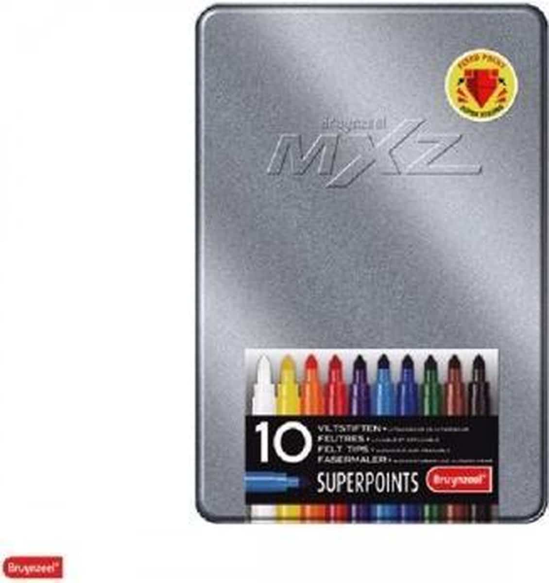 Bruynzeel - 10 pennarelli mxz superpunti in barattolo