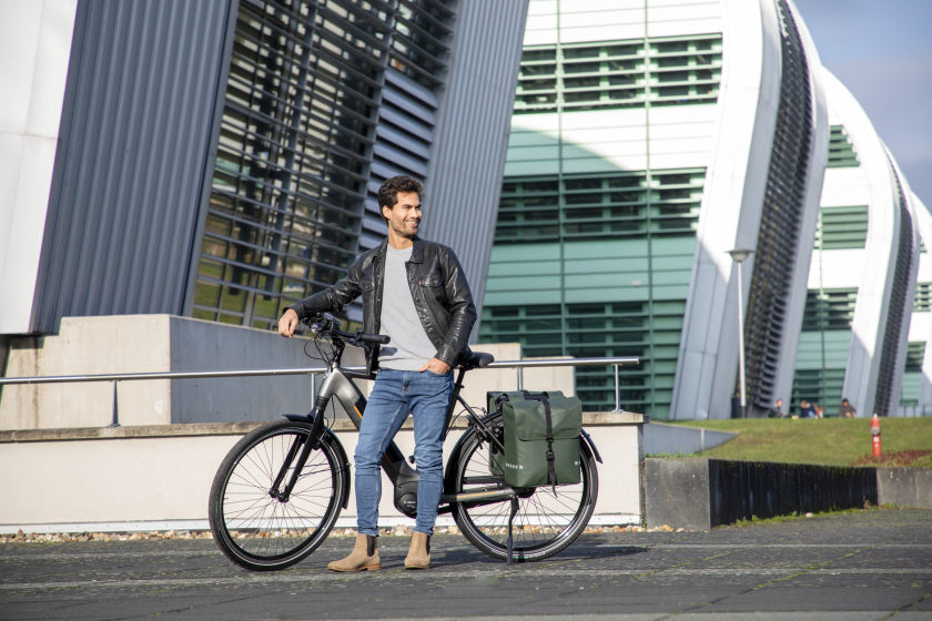 Fahrradbeutel Odense - harte, geräumige Doppel -Rucksack für Elektrofahrräder - grün