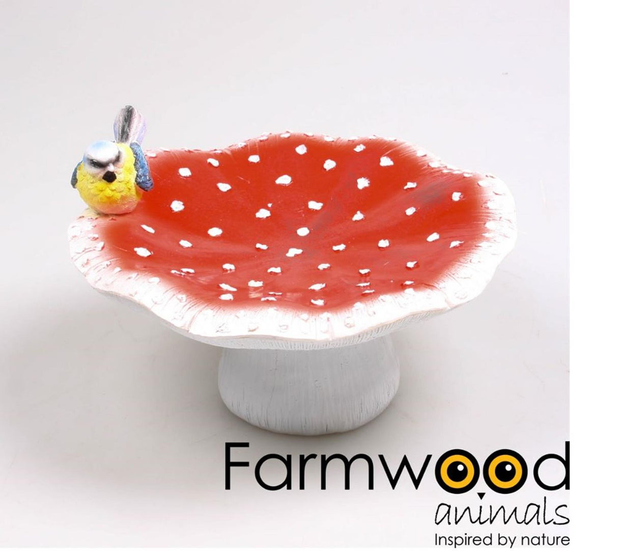 Farmwood animals vogelbad paddenstoel met vogel ø23x14cm