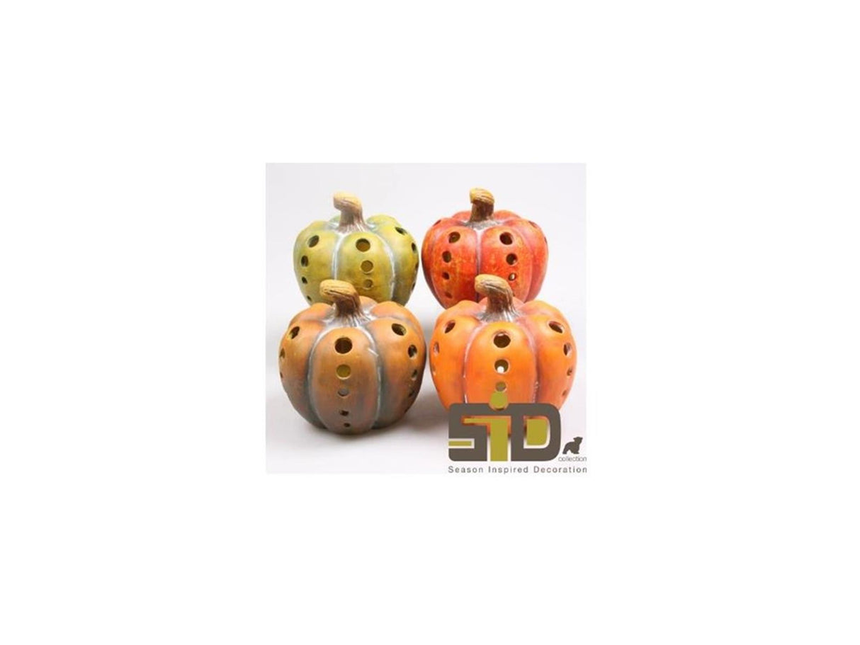 Season inspired decoration pompoen met led verlichting h14cm