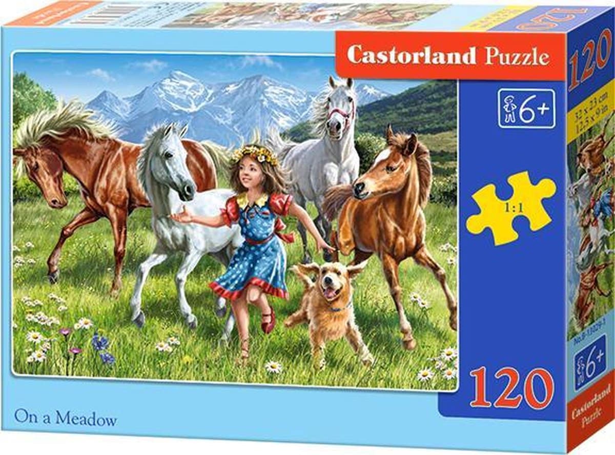 Castorland Puzzle - Ragazza e cavalli a Bergweide - 120 pezzi