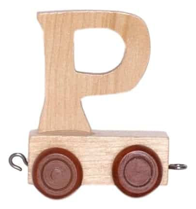 Bongers toy wooden letter P with wheels 6 cm high