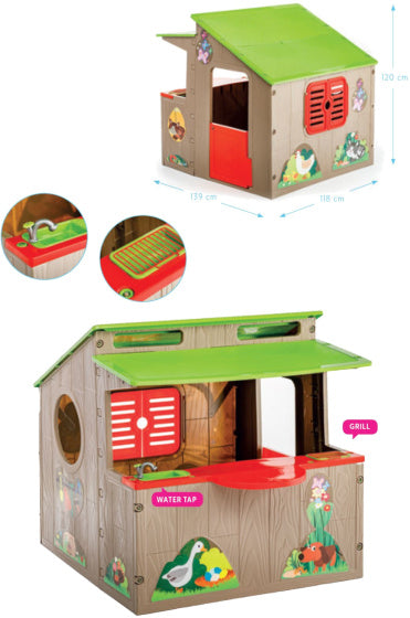 Paradiso legetøj Kiosk Speelhuis 139 x 118 cm Brun grøn rød