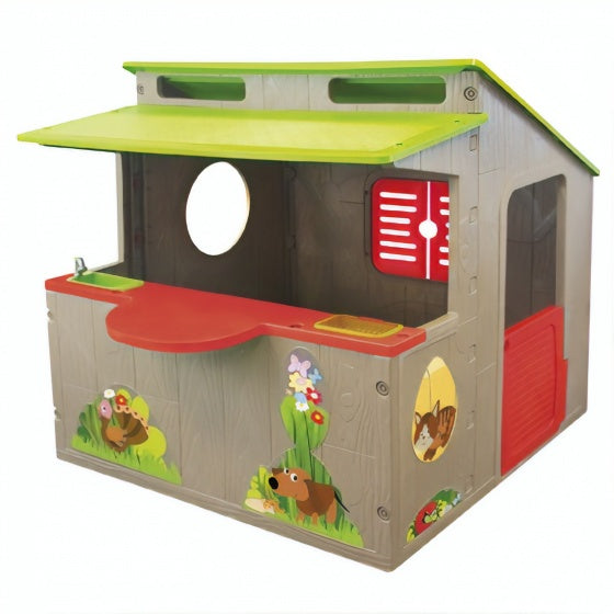 Paradiso legetøj Kiosk Speelhuis 139 x 118 cm Brun grøn rød