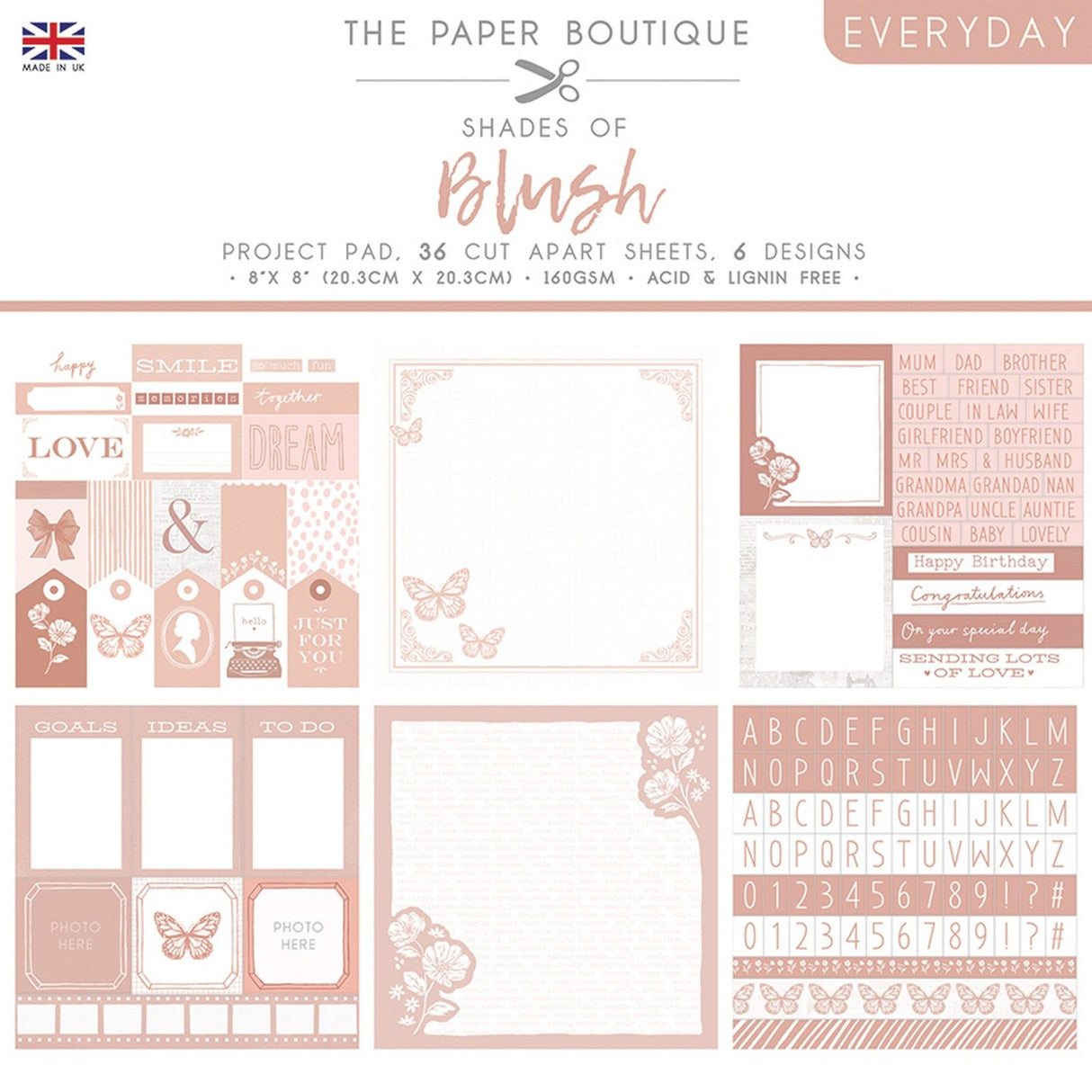 The paper boutique • everyday shades of blush project pad