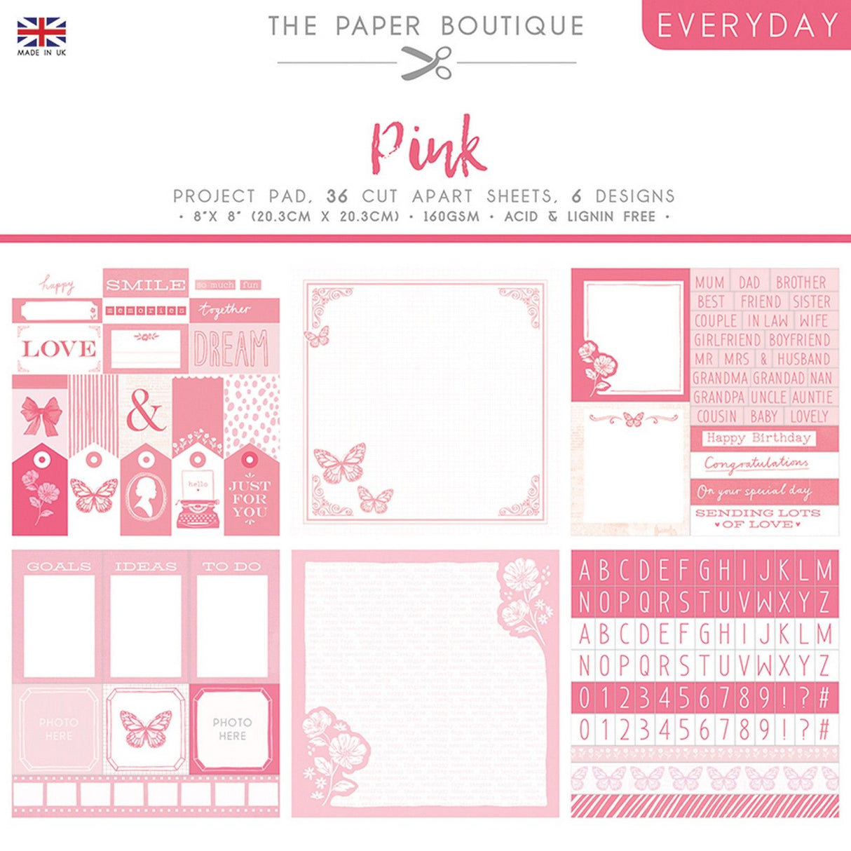 The paper boutique • everyday shades of pink project pad