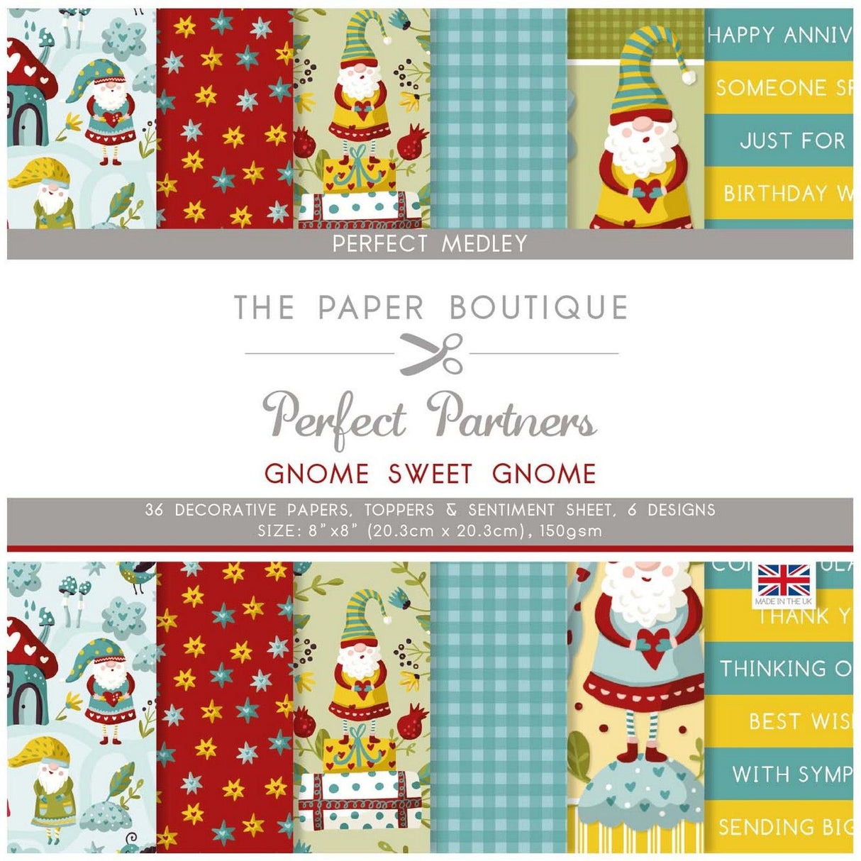 The paper boutique • perfect partners papers gnome sweet gnome medley 20,32x20,32cm