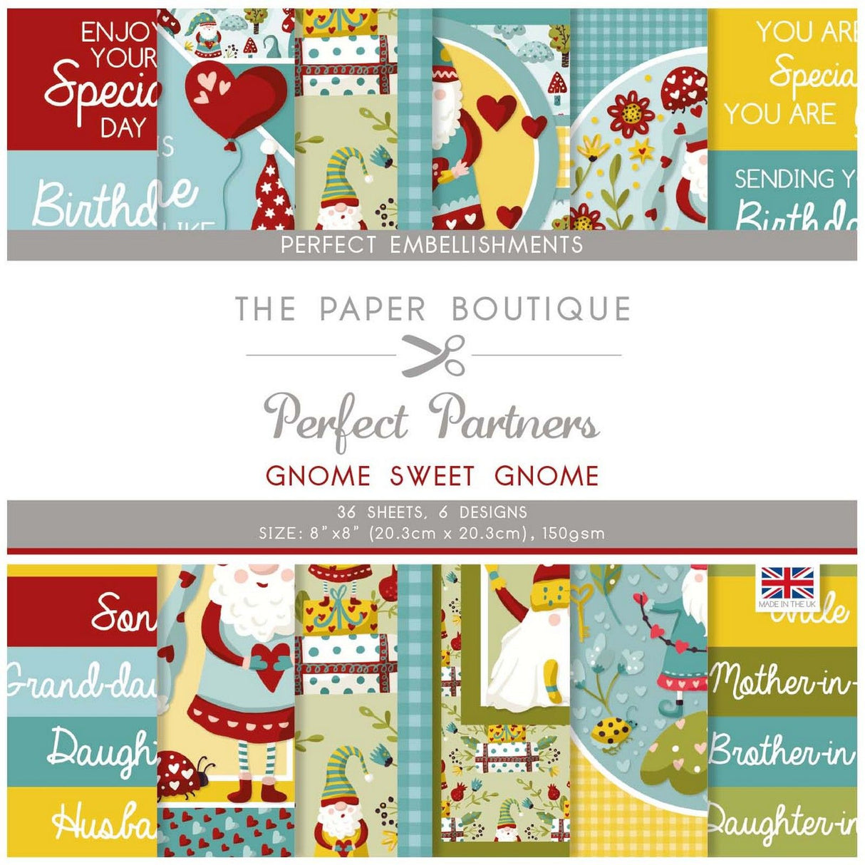 The paper boutique • perfect partners gnome sweet gnome embellishments 20,32x20,32cm