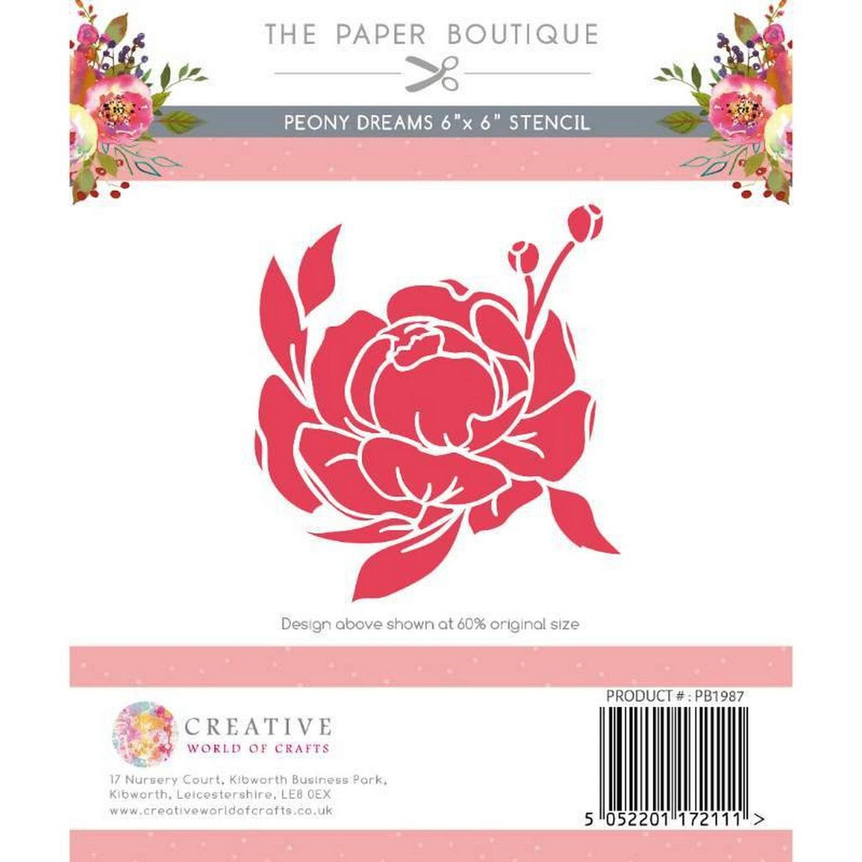 The paper boutique • peony dreams stencil 15,24x15,24cm