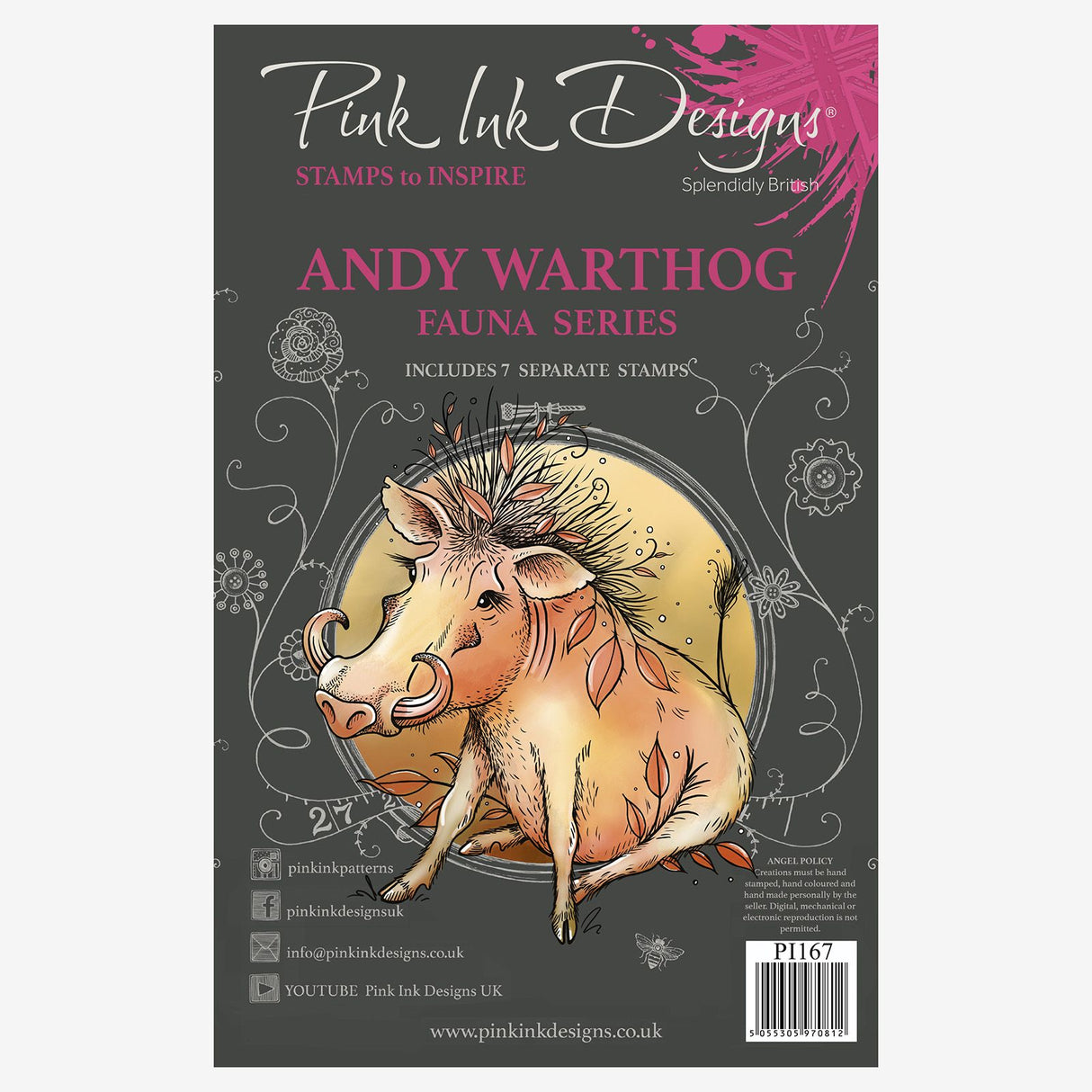 Pink ink designs • clear stamp set andy warthog 20,32x15,24cm