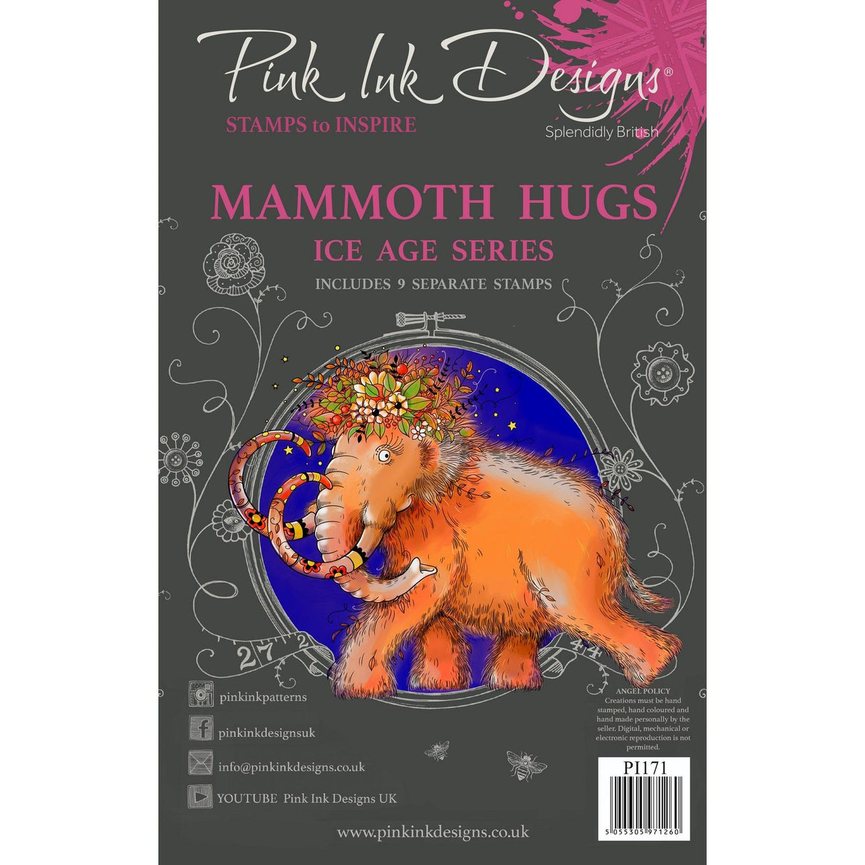 Pink ink designs • clear stamp set mammoth hugs 20,32x15,24cm