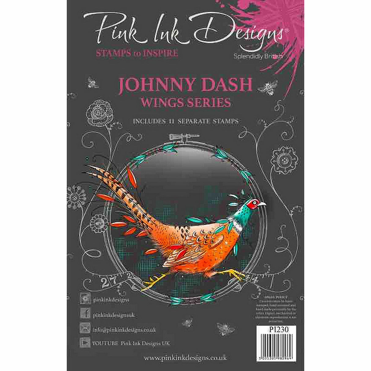 Pink ink designs • johnny dash 6 in x 8 in clear stamp set