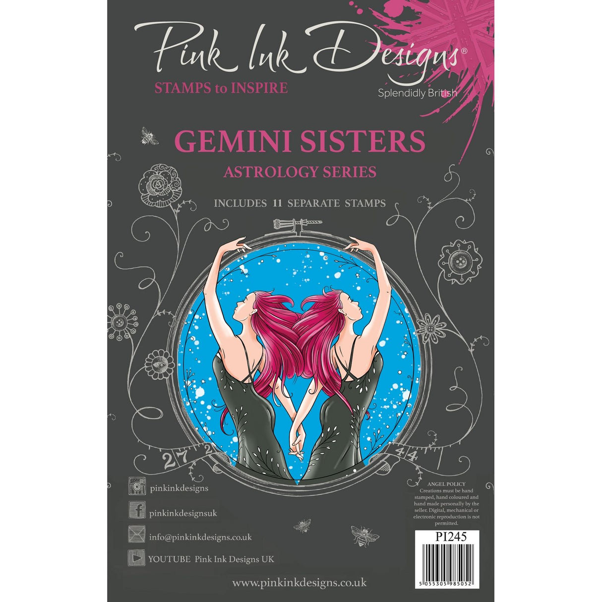 Pink ink designs • astrology series clear stamp set gemini sisters