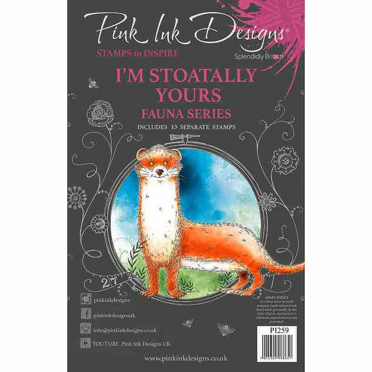 Pink ink designs • stoatally yours 6 in x 8 in clear stamp set