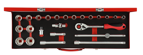 Conjunto de DOPs vermelhos de Gedore 1 2 polegadas SW 10-32 mm de prata 24 peças