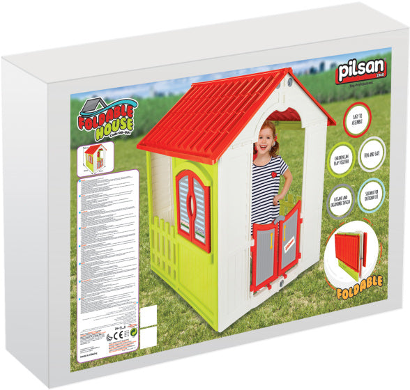Pilsan Foldbart Playhouse 110 x 92 x 109 cm grønn hvit rød