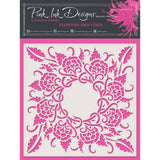 Pink ink designs • stencil flowers vines 17,78x17,78cm