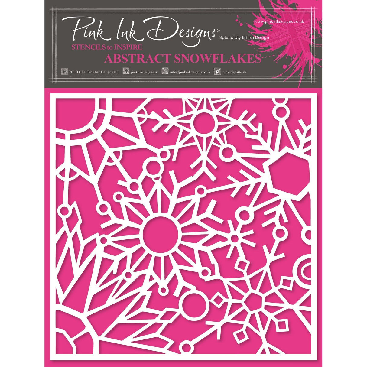 Pink ink designs • stencil abstract snowflakes