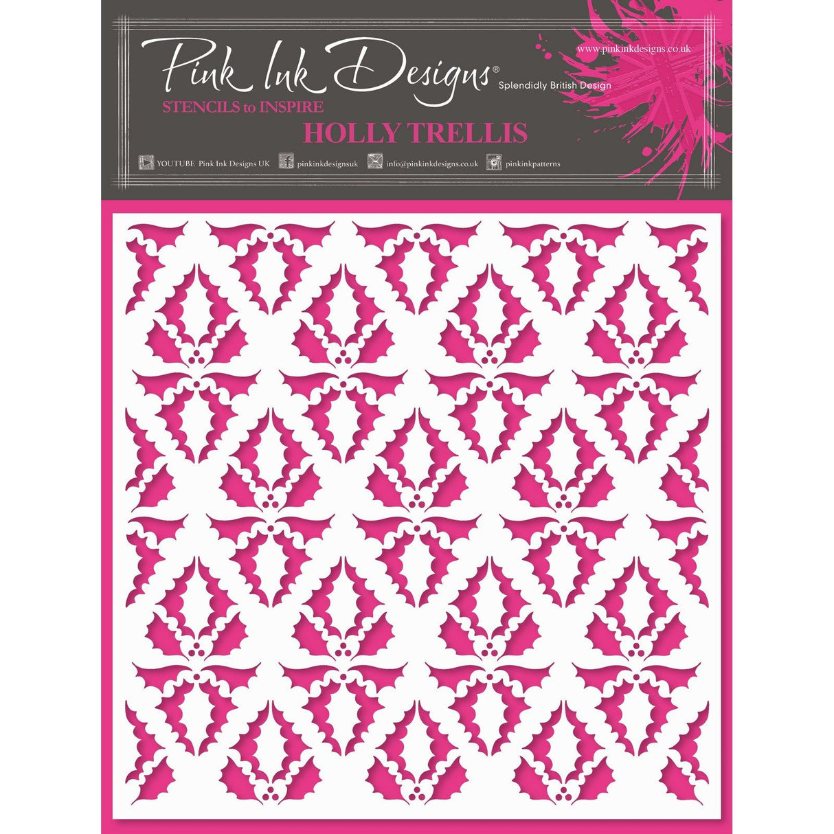 Pink ink designs • stencil holly trellis