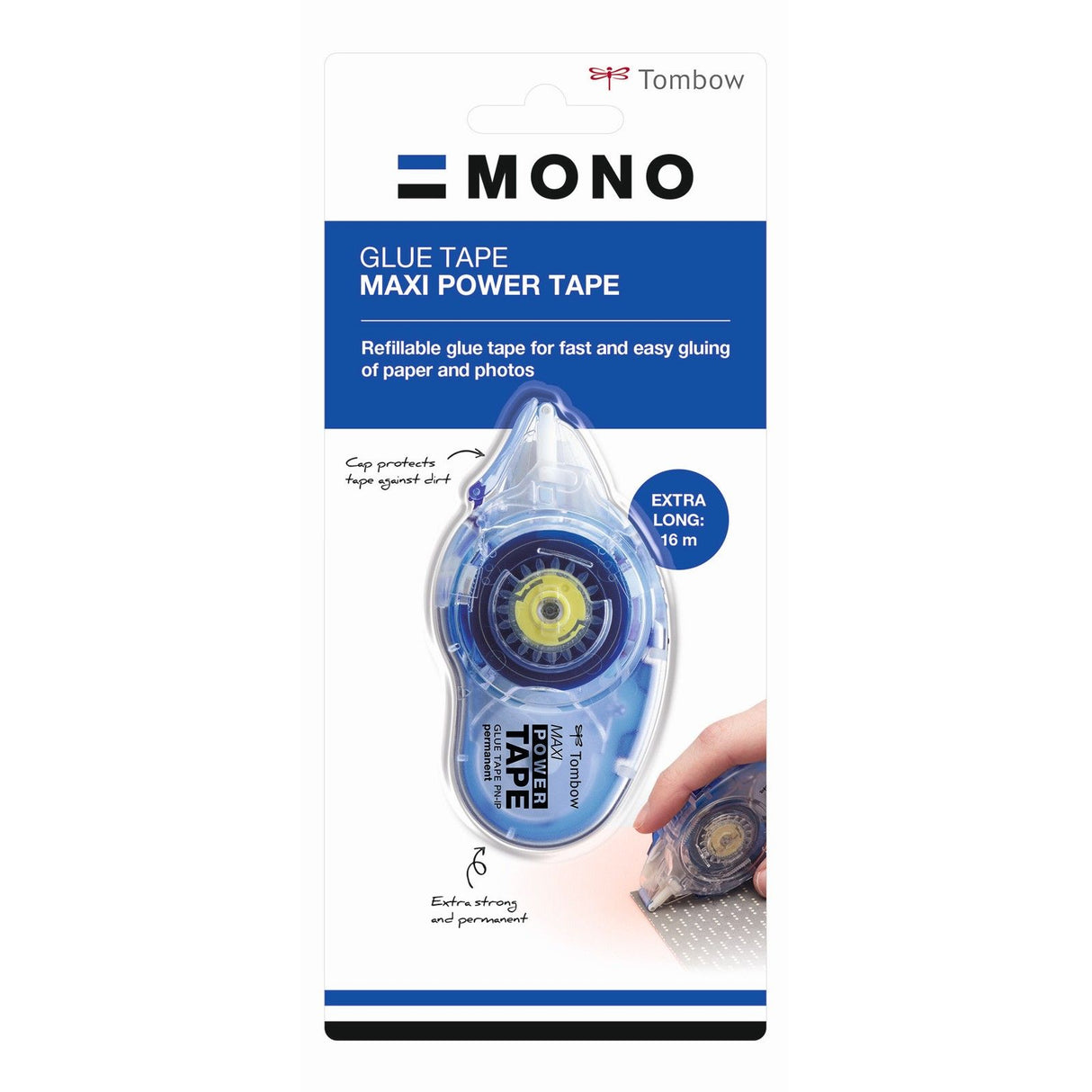 Tombow • glue tape mono maxi power tape, permanent, refillable, 8,4 mm x 16 m