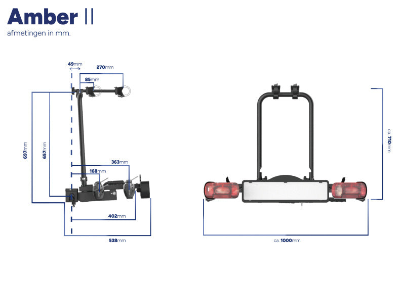 Pro-användare Amber II TowBar Bicycle Carrier 7 13-stifts max. 50 kg