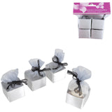 Geschenkverpackung Ballotin satin silberfarben 4er-Set | 24 Stück