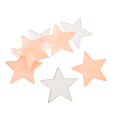 Decoração estrela acrílica rosa transparente 7 cm conjunto de 8 | 40 peças