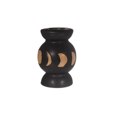 Sass belle kandelaar moon phases zwart 8 cm | 12 stuks