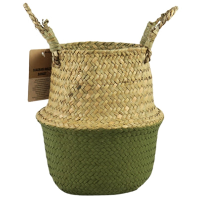 Basket seagrass olive green brown 22 cm | 8 pieces