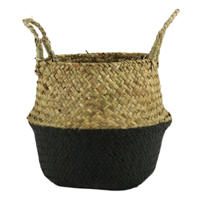 Basket seagrass brown black 19 cm | 8 pieces