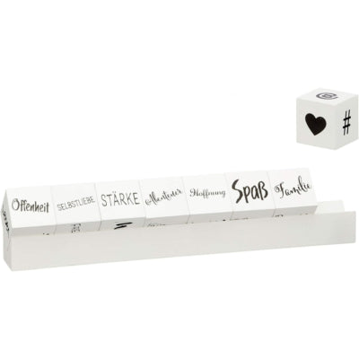 Cubes with text on holder 32 cm set of 9 | 12 pieces