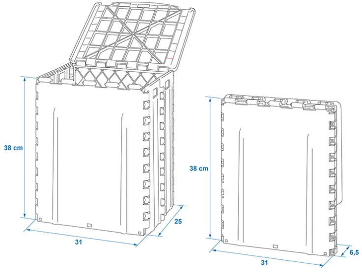 Proplus Waste Bin Skládací 35 litrů 25 x 31 x 38 cm šedá černá