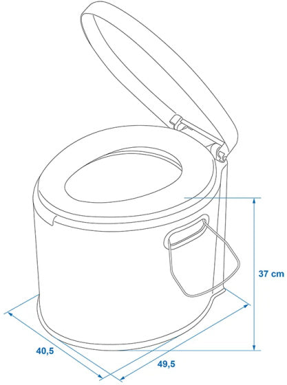 Proplus přenosná toaleta 7 litrů výšky sedadla 37 cm šedá