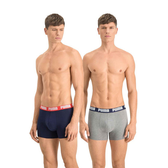 Puma Basic Boxer Short Men (Pack of 2) Grå blå storlek S
