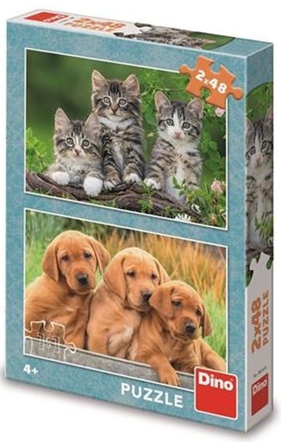 Dinotoys Dino Puzzle - Puppies and Kittens - 2 x 48 pieces