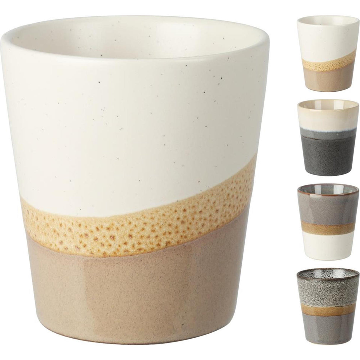 Kaffeebecher Steingut 200ml 4 verschiedene Farben | 12 Stück