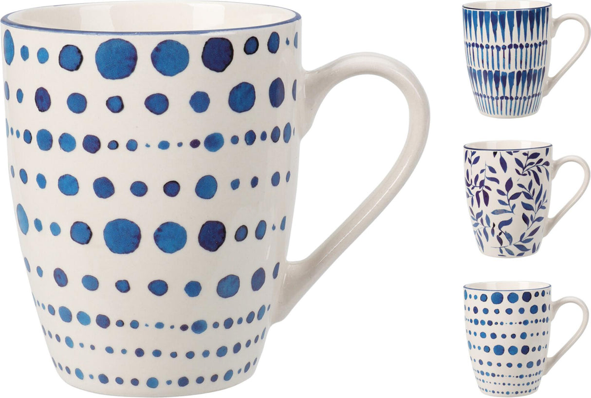 Excellent houseware beker 350ml porselein wit blauw