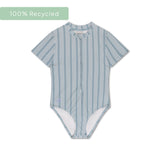 Resort Stripe | Gröna randiga flickor UV -baddräkt med korta ärmar