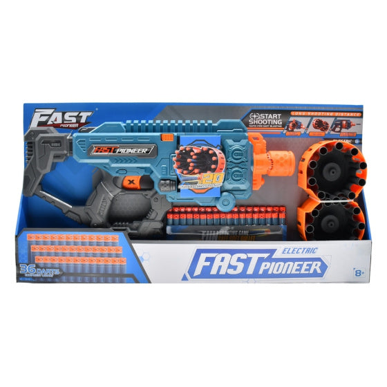 Fast pioneer toy gun with rotating warehouse 36 bullets