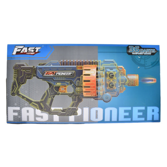 Fast pioneer toy gun with rotating warehouse 36 bullets