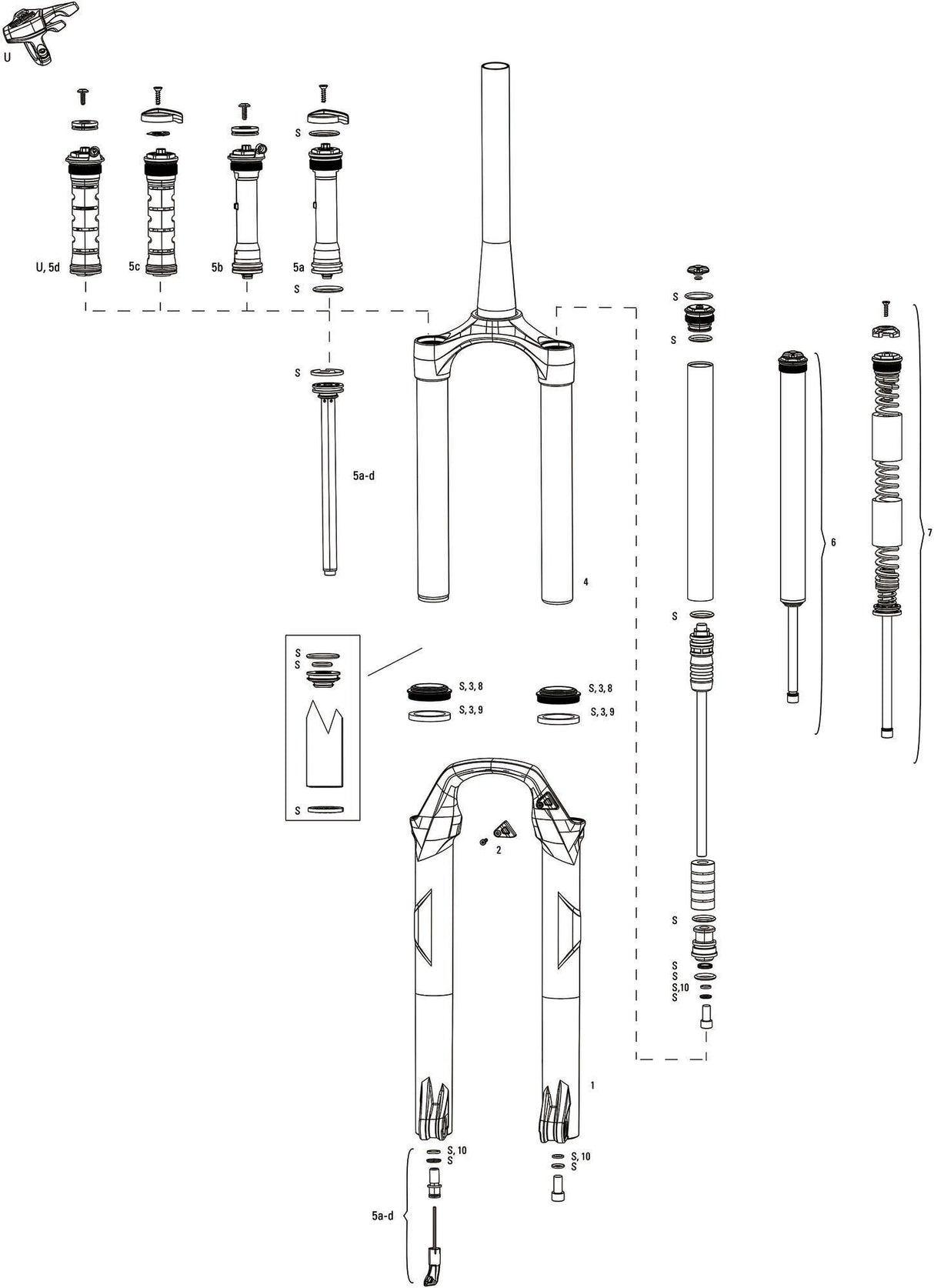 Rockshox verende voorvork 29 recon silver rl d1