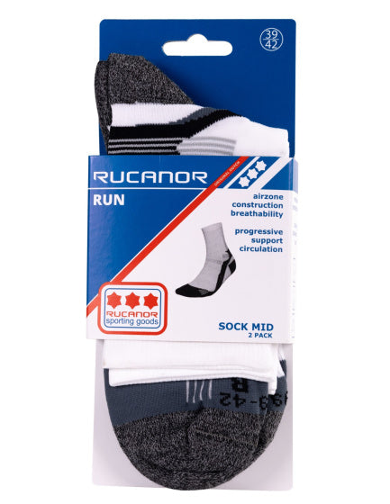 Rucanor Running Socken lang 2-Pack weiß grau Größe 35-38